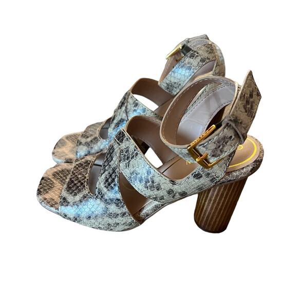 Cole Haan Reina City Sandals Leather Snake Print Ankle Strap Heels NEW Size 7 - Picture 3 of 10